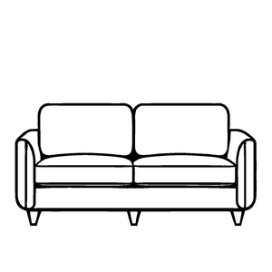 Stylische Couch mit zwei gemütlichen Kissen Malvorlage für kleine Einrichtungsgenies