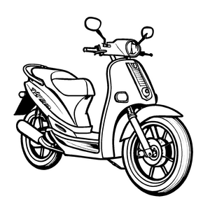 Klassisches Moped mit runden Rädern und retro Charme Ausmalvorlage für kreative Straßenkünstler