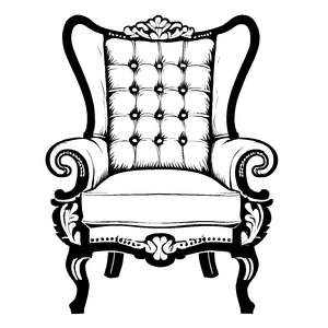Prunkvoller Ohrensessel mit funkelnden Sternen Ausmalmotiv für kleine Traumarchitekten
