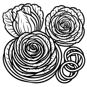 Wunderschöner Rotkohl mit kunstvollen Blumen Malvorlage für fantasievolle Gemüsefreunde