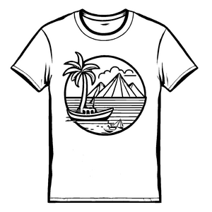 Bezauberndes Damen-T-Shirt mit tropischem Palmenmotiv Malvorlage für abenteuerlustige Stilzauberer