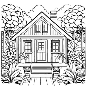 Großartiges Gartenhäuser-Malbild für kreative Kids