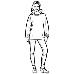 Stylischer Damen-Pullover mit trendigem Schnitt Ausmalmotiv für elegante Farbgekünstler