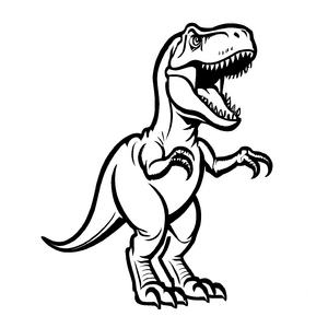 Furchtloser Tyrannosaurus Rex mit offenem Maul Malvorlage für kleine Entdecker auf Dinosafari