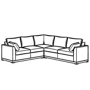 Bezauberndes modernes Sofa mit schlichten Konturen Ausmalbild für kleine Raumträumer