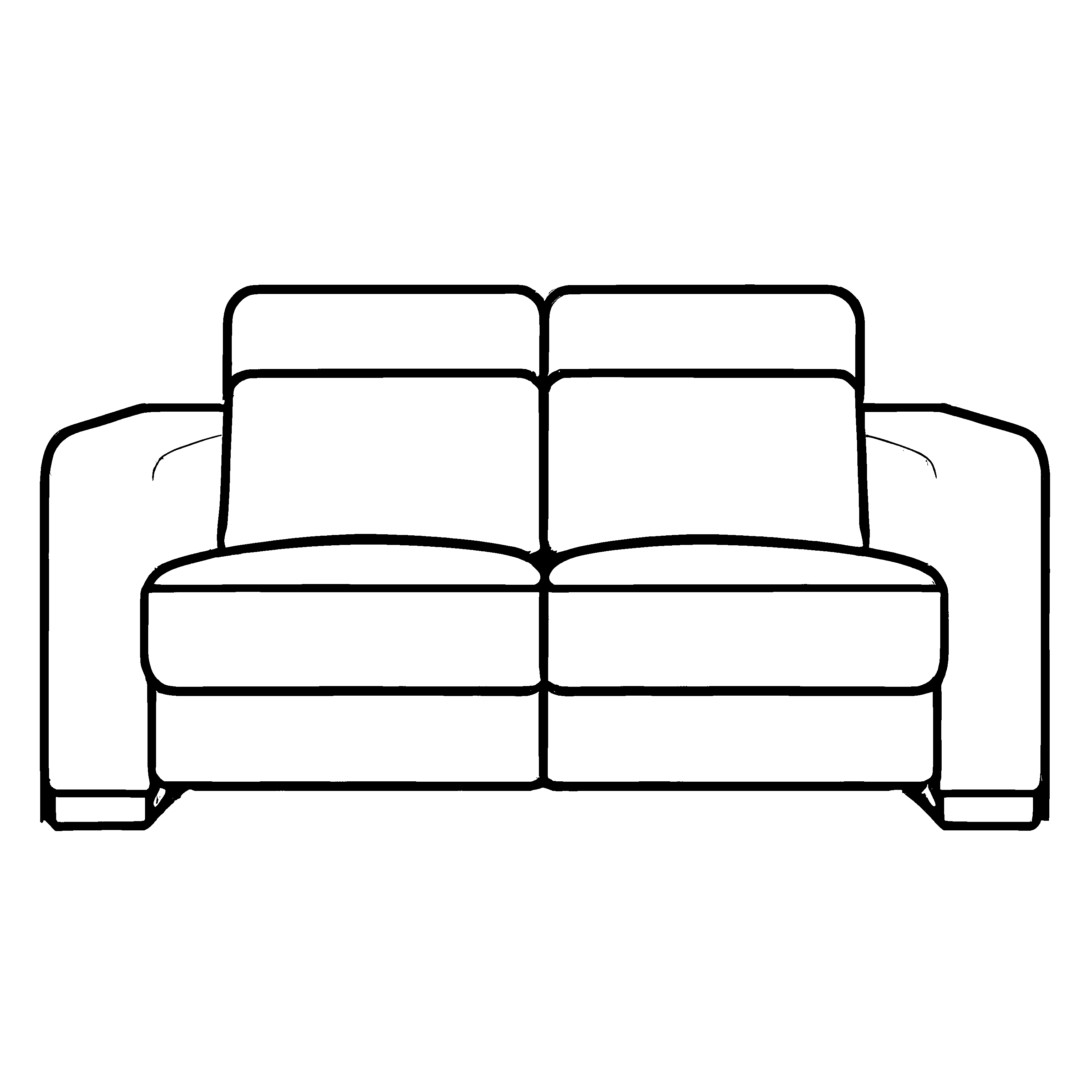 Stylisches Zweisitzer-Sofa im schlichten Design Ausmalbild für fantasievolle Innenarchitekten