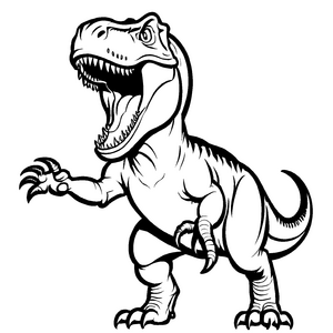 Furchteinflößender Tyrannosaurus Rex mit scharfen Krallen Ausmalbild für mutige Tierentdecker