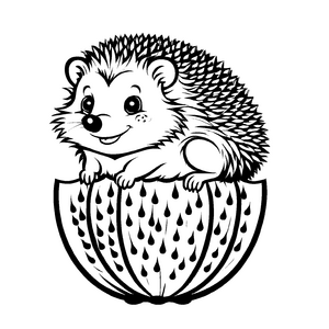 Fröhliche Honigmelone mit strahlendem Stachelschwein Malvorlage für kleine Fruchtabenteurer