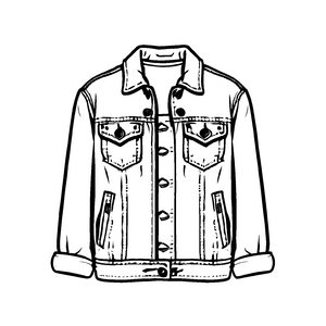 Klassische Denimjacke mit glänzenden Knöpfen Malvorlage für stylische Trendsetterinnen