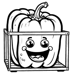 Fröhliche Paprika in der Lagerbox Ausmalmotiv für kleine Abenteurer