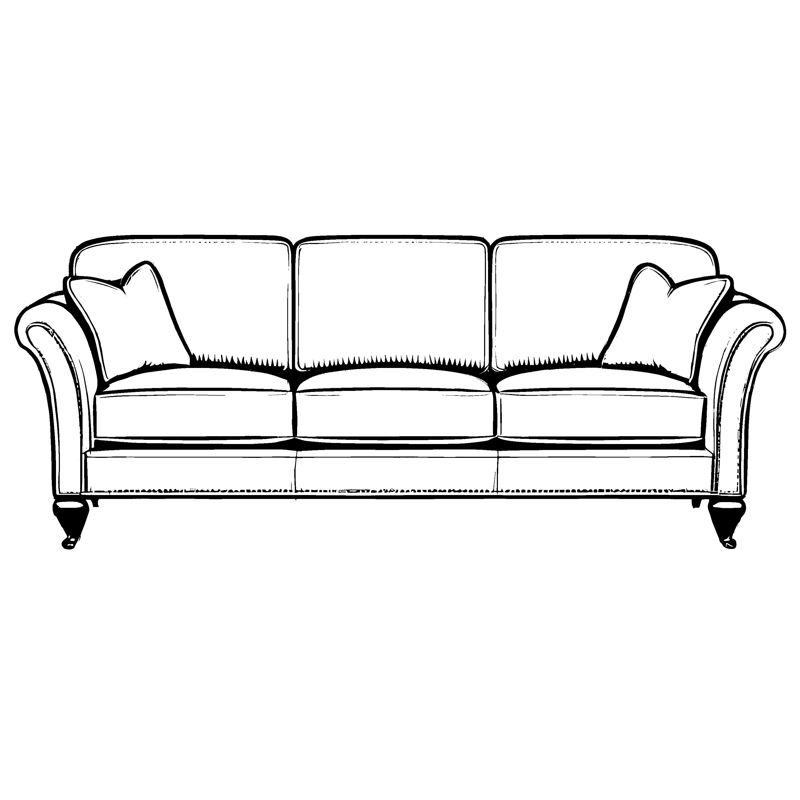 Bezauberndes Designer-Sofa mit geschwungenem Rücken Ausmalbild für junge Stilentdecker und kreative Raumdesigner