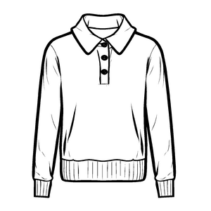 Eleganter Damen-Pullover mit Knöpfen am Kragen Ausmalvorlage für kreative Stilfinder