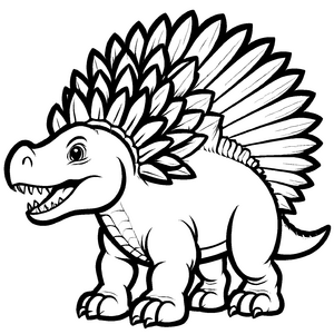 Prächtiger Stegosaurus mit flauschigem Federkragen Ausmalbild für mutige Dino-Abenteurer