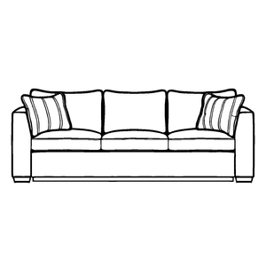 Schlichte schwarze Couch mit gemütlichen Kissen Ausmalvorlage für fantasievolle Einrichtungszauberer