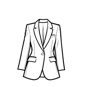 Eleganter Damen-Blazer mit schickem Knopfdesign Ausmalbild für stilbewusste Mini-Modekünstler