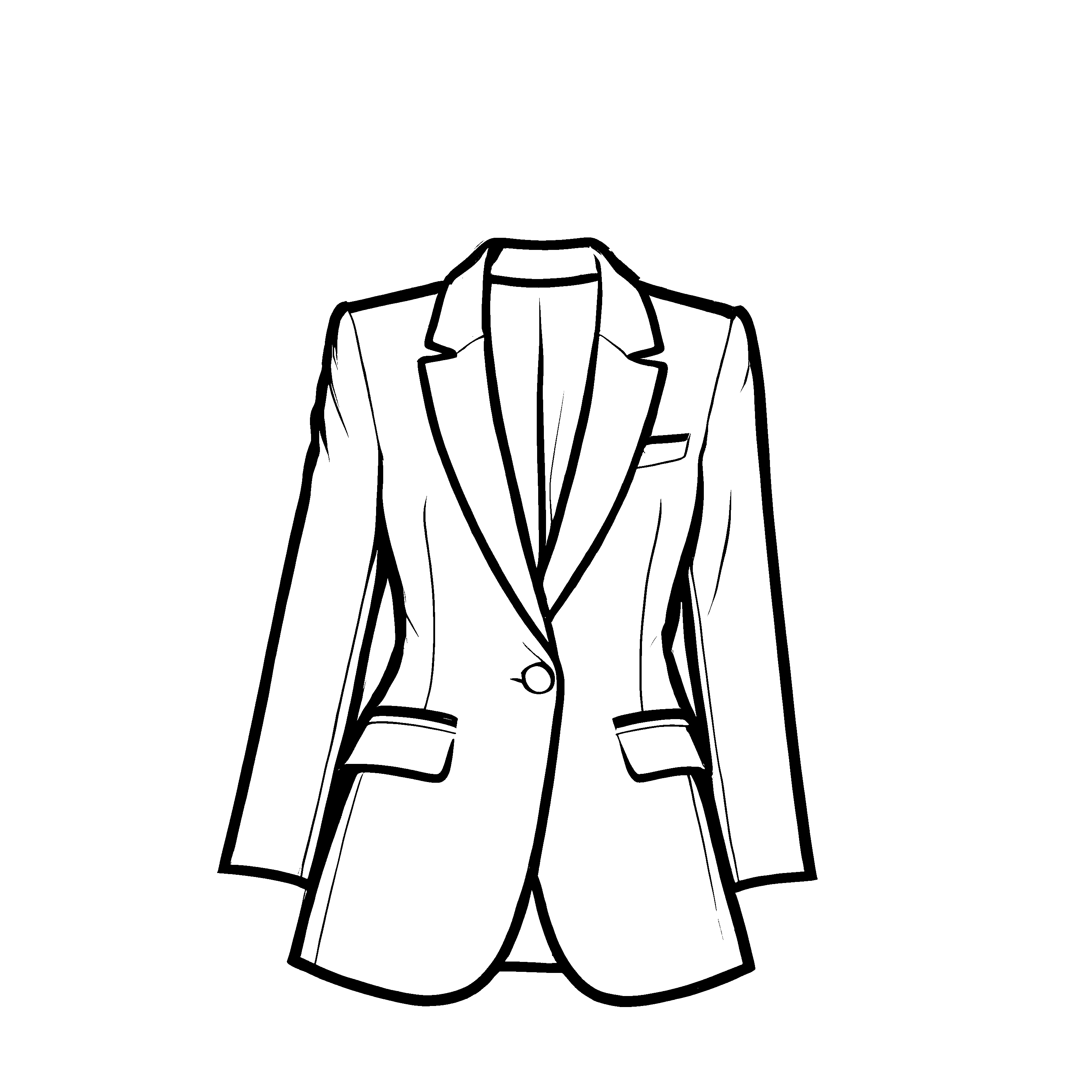 Eleganter Damen-Blazer mit schickem Knopfdesign Ausmalbild für stilbewusste Mini-Modekünstler