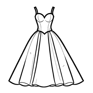 Elegantes Hochzeitskleid mit klassischem V-Ausschnitt Ausmalmotiv für stilbewusste zukünftige Bräute
