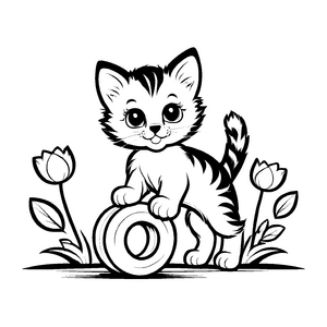 Lustiges Katzenspielzeug-Malbild zum kreativen Zeitvertreib