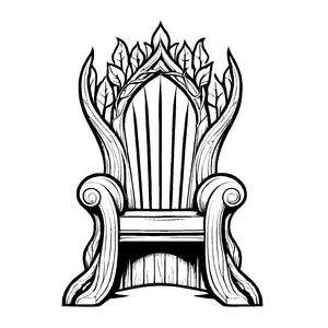 Klassischer Thron mit elegantem Rücken aus Holz Ausmalbild für kleine Geschichtenerzähler und Träumer