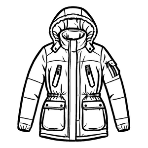Praktische Damenjacke mit vielen Taschen Ausmalvorlage für kreative Fashionistas
