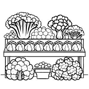 Zauberhafter Romanesco mit kunstvollen Formen Malvorlage für kleine Gemüsegärtner