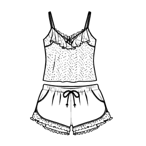 Elegantes Damen-Pyjama mit zartem Spitzenkragen Malvorlage für fantasievolle Traumerfinder