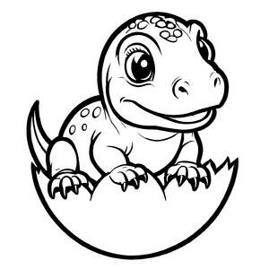 Charmanter Albertosaurus auf seinem Ei Ausmalmotiv für liebevolle Tierkünstler