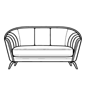 Charmantes Retro-Sofa mit geschwungenem Rahmen Ausmalmotiv für junge Wohnraumträumer