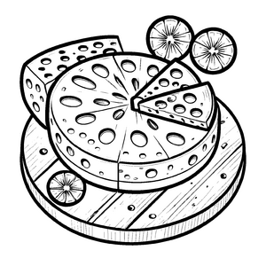 Bezaubernde Käse-Malvorlage zum fantasievollen Ausmalen