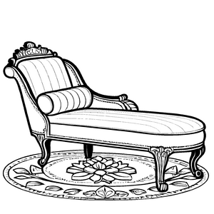 Charmante Chaiselongue mit floralen Akzenten Malvorlage für fantasievolle Raumgestalter