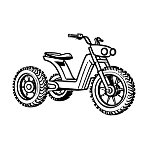 Faszinierendes Trike mit großen Rädern und sportlichem Design Malvorlage für kleine Rennfahrer