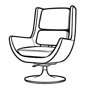 Stylischer Drehstuhl mit komfortabler Sitzfläche Ausmalbild für kleine Möbelarchitekten