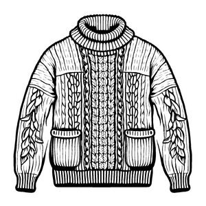 Bezaubernder Herrenpullover mit feinem Blattmuster Malvorlage für fantasievolle Modekünstler