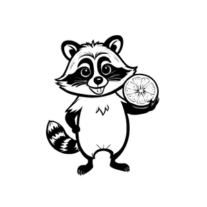 Fröhlicher Waschbär mit saftiger Grapefruit Ausmalbild für kleine Geschichtenerzähler