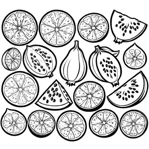 Köstliche Chayote mit bunten Fruchtstücken Ausmalmotiv für neugierige Genussexperten