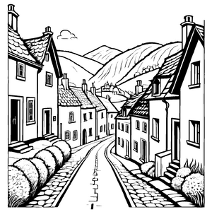 Faszinierendes Landstraßen-Ausmalbild zum kreativen Gestalten
