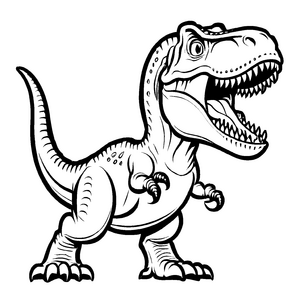 Wütender Tyrannosaurus Rex mit großen Zähnen Ausmalbild für kreative Abenteuerlustige