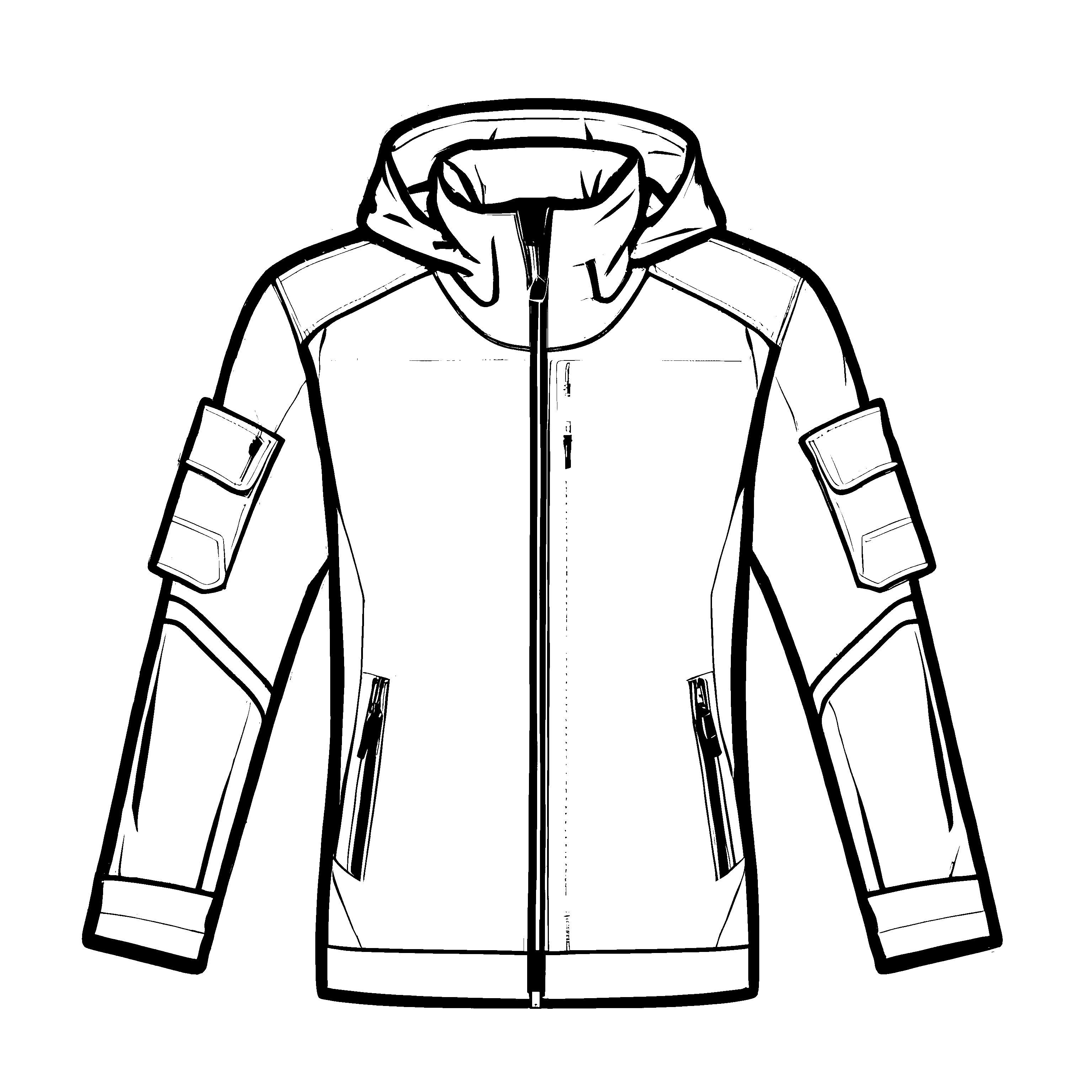 Bequeme Herrenjacke mit schickem Kapuzen-Design Ausmalbild für abenteuerliche Modemacher