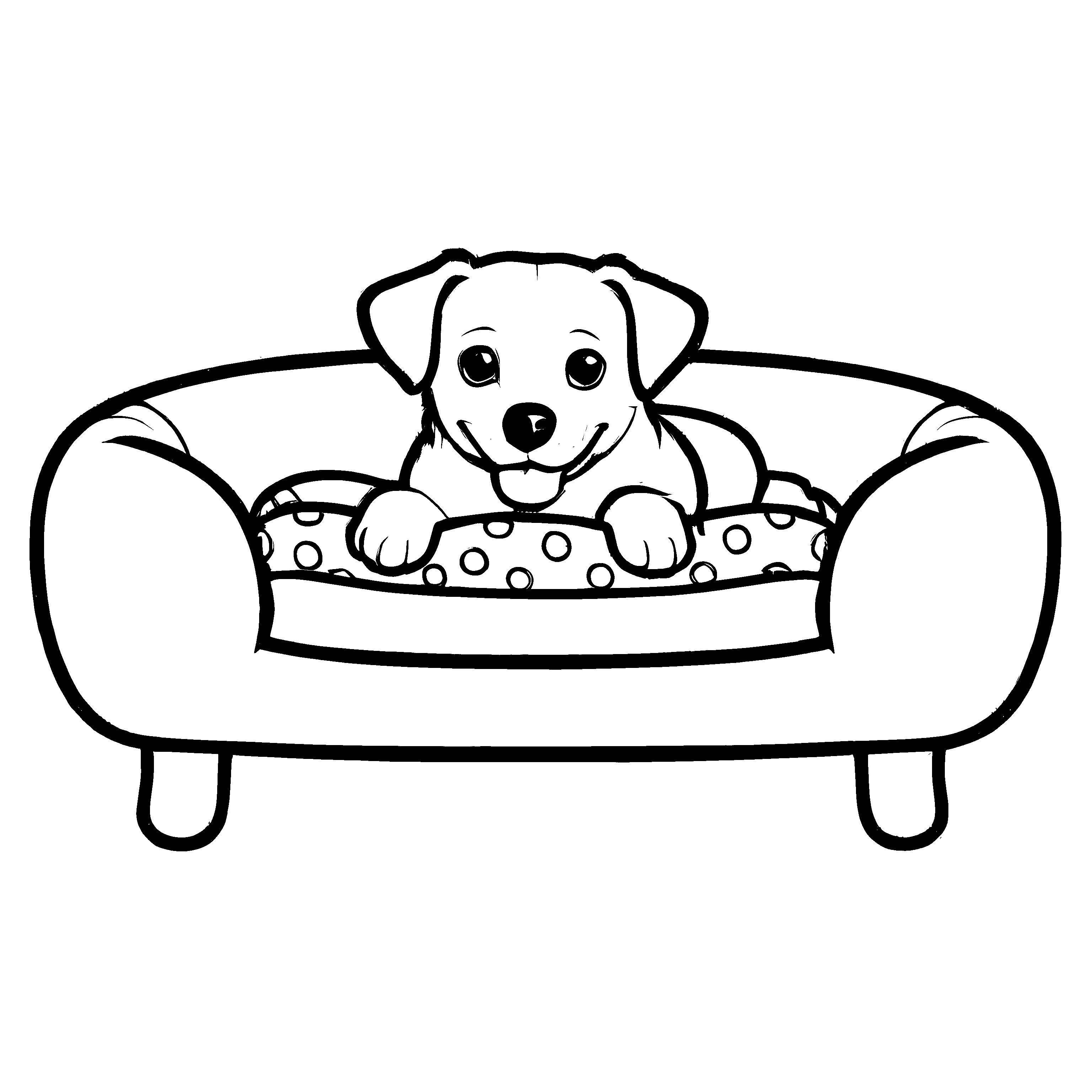 Tolles Hundekörbchen-Bastelmotiv für kreative Kids