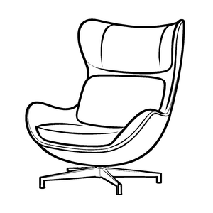 Schwingsessel im stilvollen monochromen Design Ausmalbild für fantasievolle Wohnkünstler
