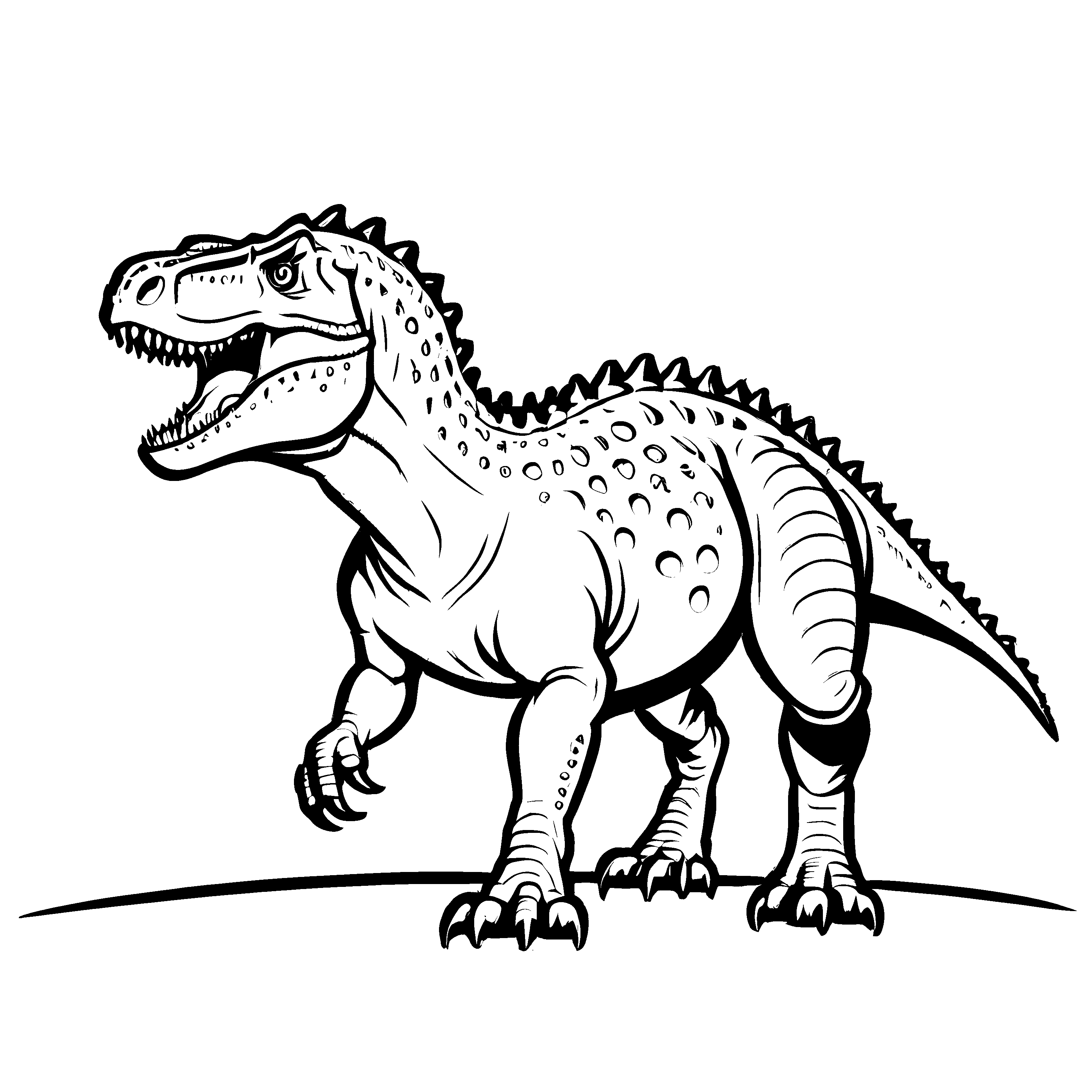 Faszinierender Carnotaurus mit beeindruckendem Schwanz Ausmalbild für mutige kleine Entdecker