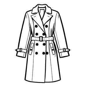 Beeindruckender Trenchcoat mit eindrucksvollen Knöpfen Ausmalbild für stilbewusste Farbenthusiasten