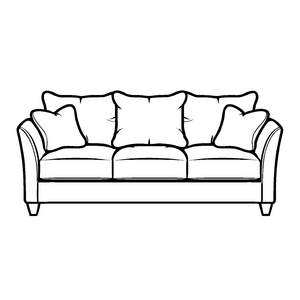 Bezauberndes Designer-Sofa mit mischen Kissen Malvorlage für kleine Wohnträumer und Helden der Fantasie