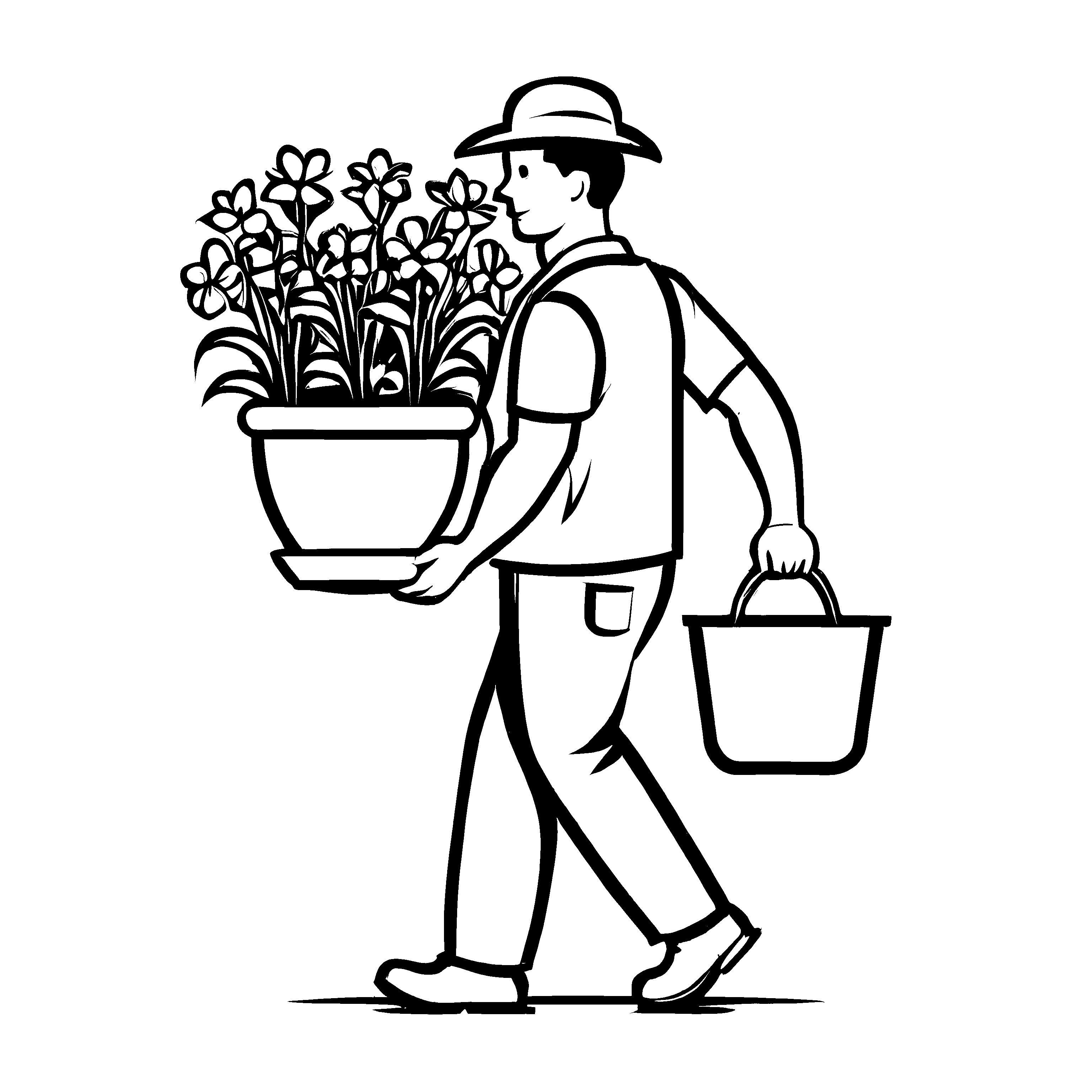 Spannende Blumenkübel-Malvorlage zum kreativen Zeitvertreib