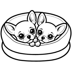 Liebevolles Hundekörbchen-Ausmalbild für die ganze Familie