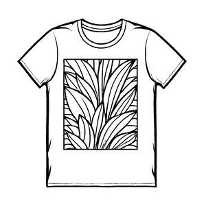 Bezauberndes Herren T-Shirt mit blumigem Blattdesign Ausmalvorlage für junge Modeschöpfer