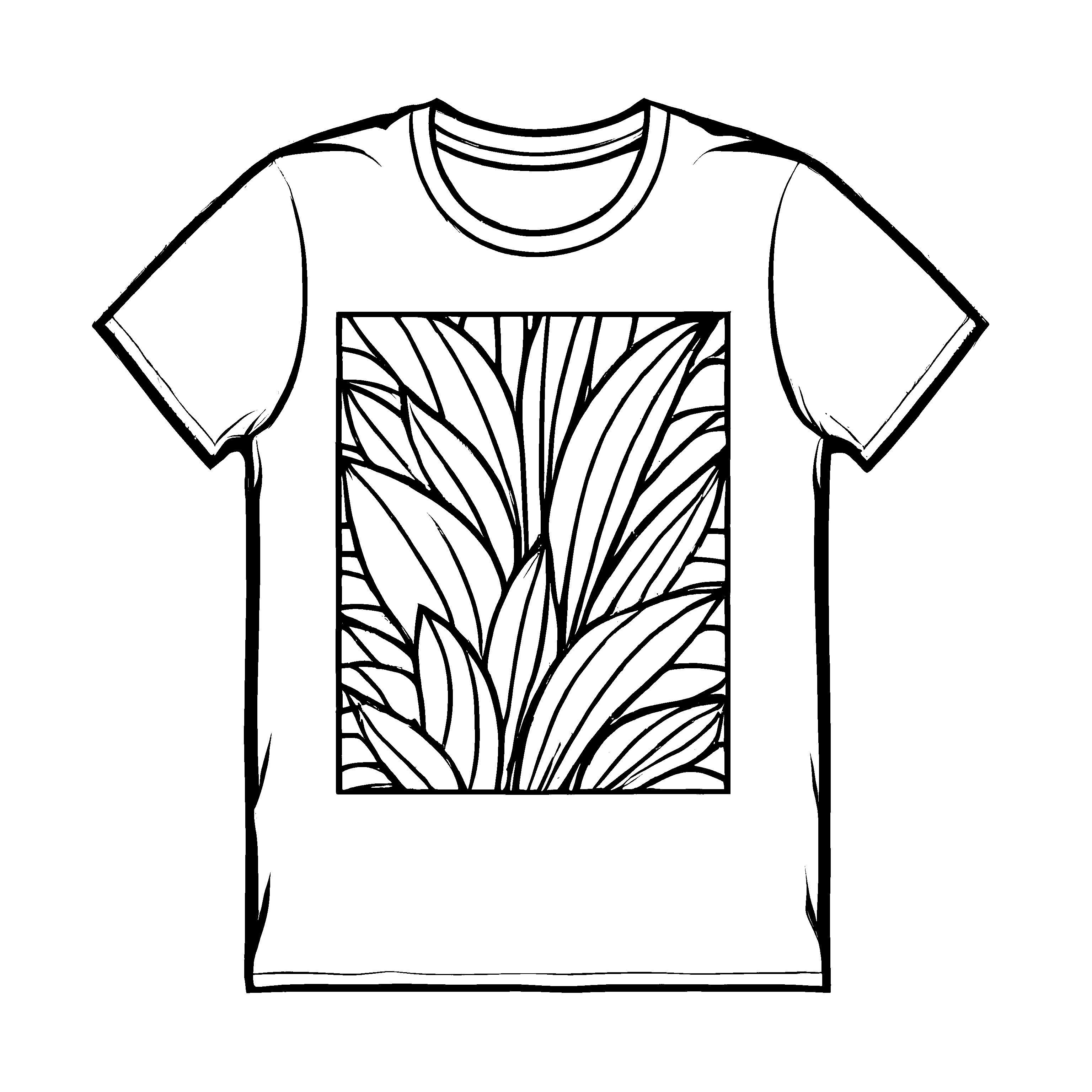 Bezauberndes Herren T-Shirt mit blumigem Blattdesign Ausmalvorlage für junge Modeschöpfer