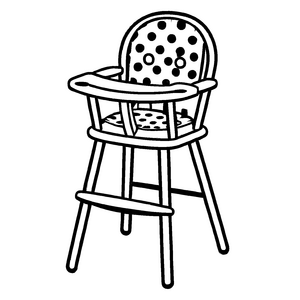 Fantasievoller Hochstuhl mit spielerischem Punktemuster Ausmalbild für kleine Designliebhaber
