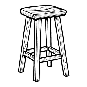 Stylischer Barhocker mit modernem Holzsitz Malvorlage für fantasievolle Künstler