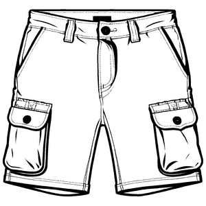 Praktische Herren-Shorts mit coolen Taschen Ausmalbild für abenteuerlustige Entdecker